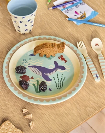 Rice Kids - Melamine Kids Luch Børnetallerken - Ocean Print 
